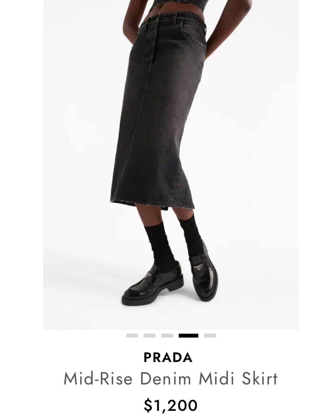 Prada Black Mid-Rise Denim Midi Skirt - Picture 5 of 13